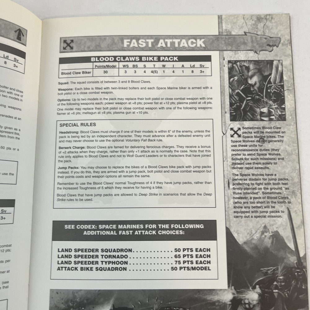 Warhammer 40K Games Workshop 2000 Space Wolves Codex Marines Supplement