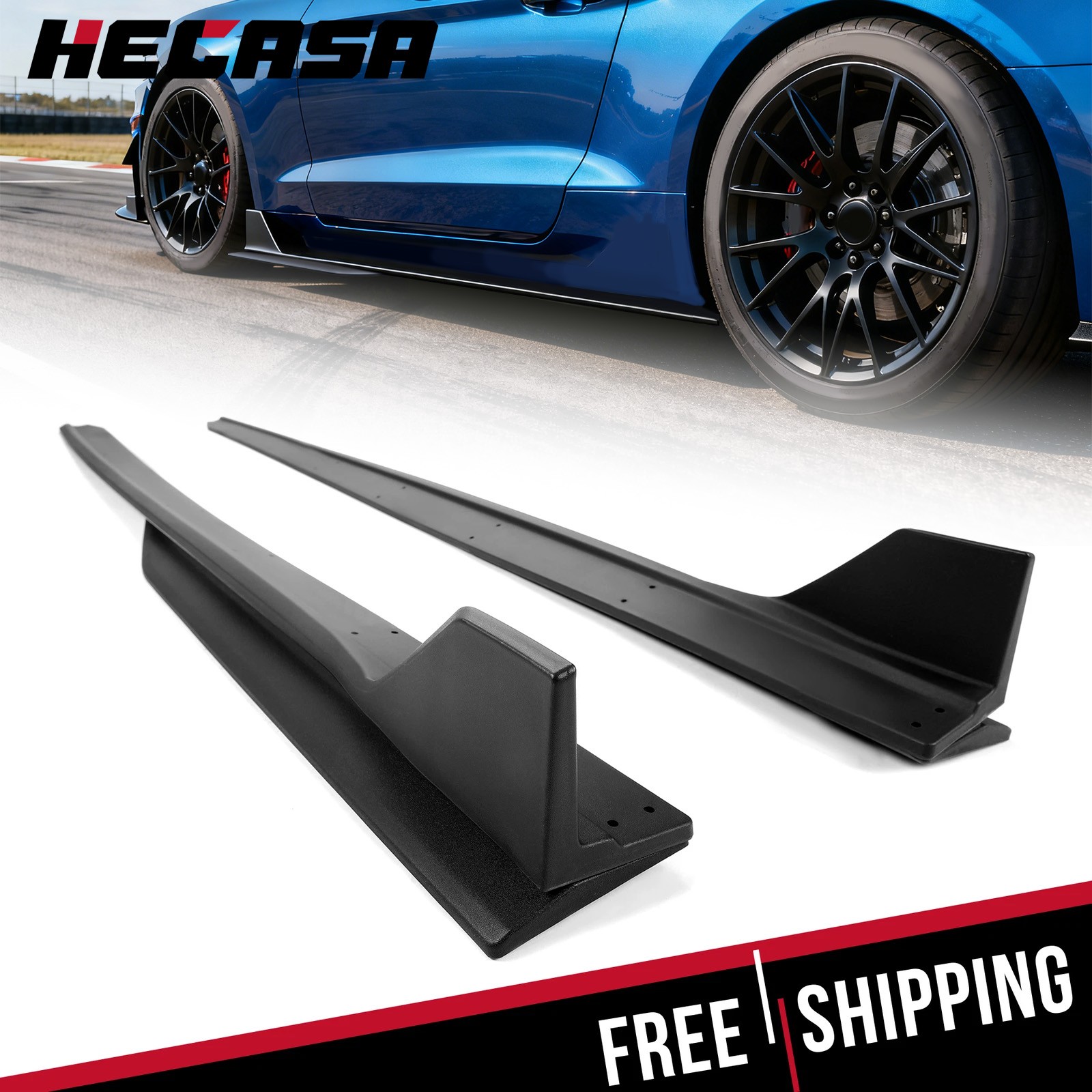 NEW Side Skirt Extension Splitter W/ Winglet GT500 Style For 15-23 Ford Mustang