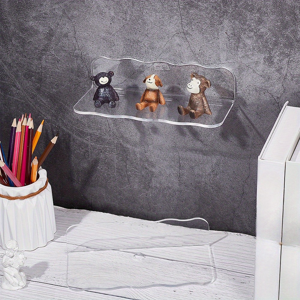 2pcs Clear Acrylic Wall Corner Storage Rack Rectangle 88x200x48mm Storage Boxes