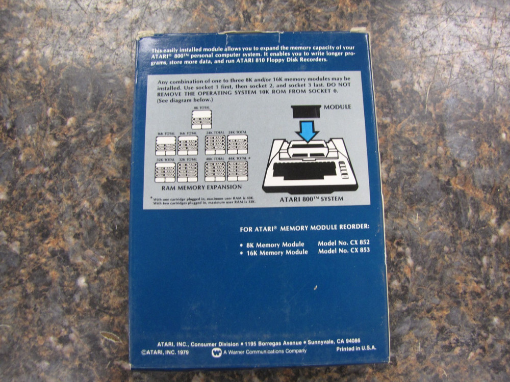 ATARI 16K MEMORY MODULE for ATARI 800 Complete in Box - EXCELLENT