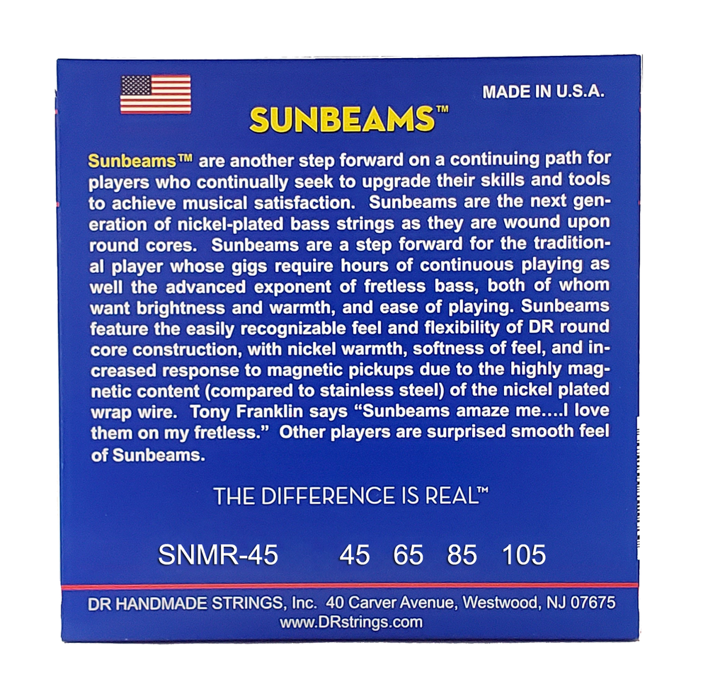 DR Strings SUNBEAM Bass Strings: Medium 45-105 Short Scale [SNMR-45]