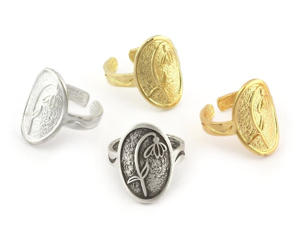 Birth Monthly Flower (January Snowdrop) Adjustable Ring Raw Solid Brass 8us 5318