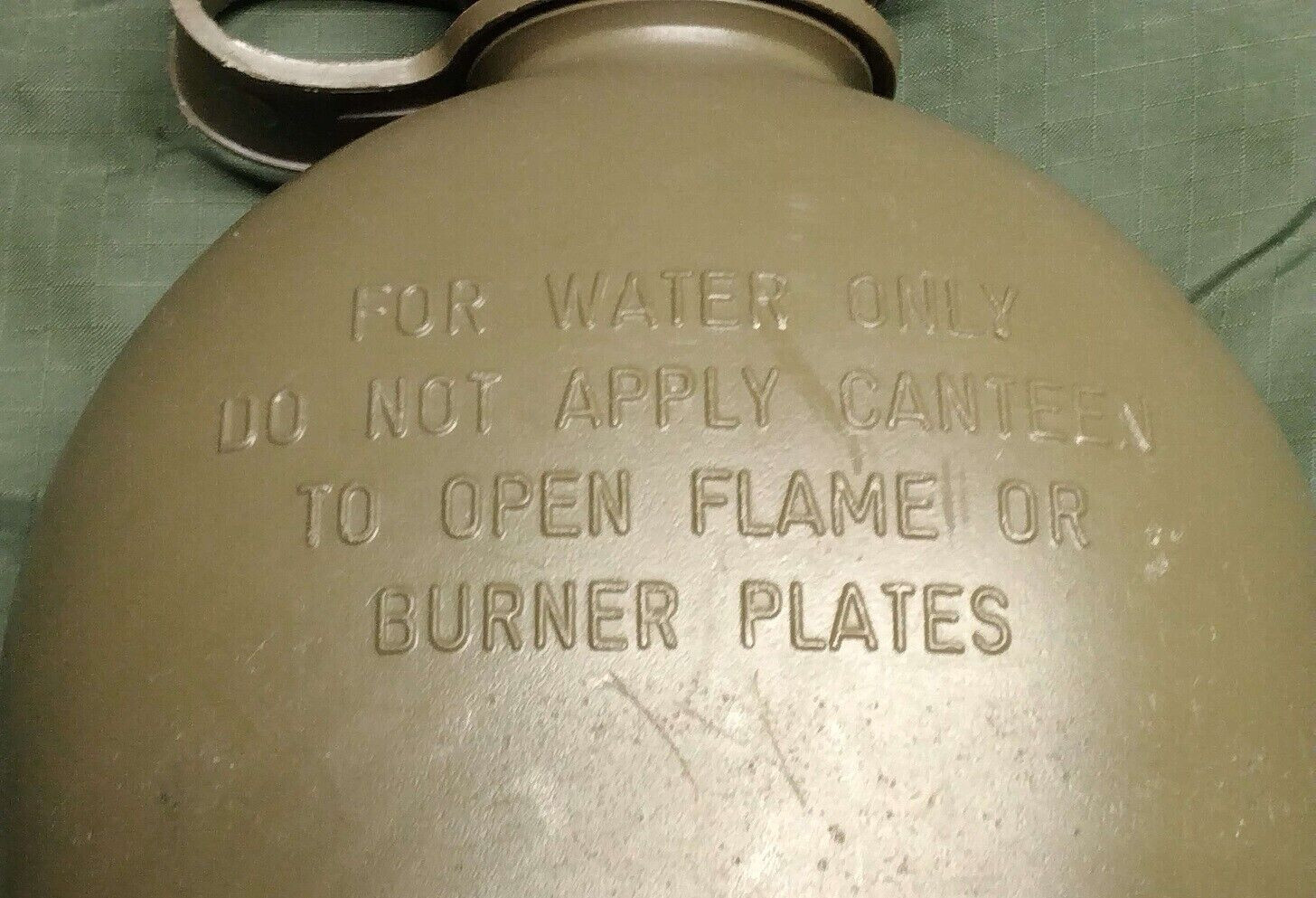 US Military 1 Quart Canteen Hard Plastic w/ NBC Cap OD Green 1QT Army G / VGC