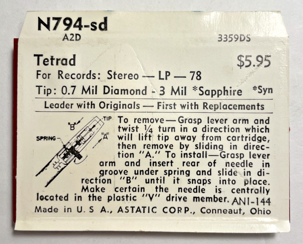 Diamond Phonograph Needle N794-sd