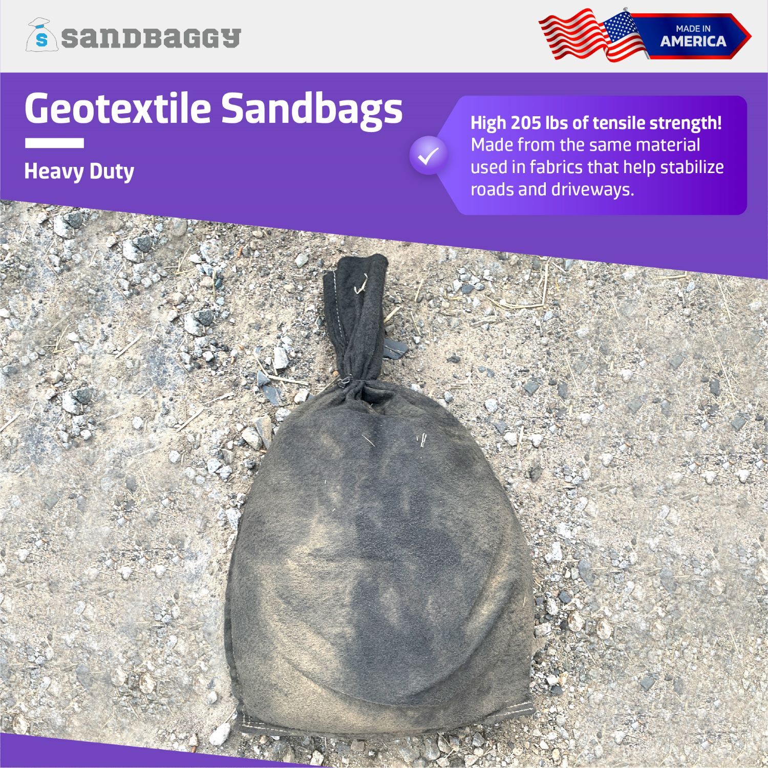 GEOTEXTILE Military Heavy Duty Sandbag Sand Bags - 26" x 14" Sandbags - 8 oz