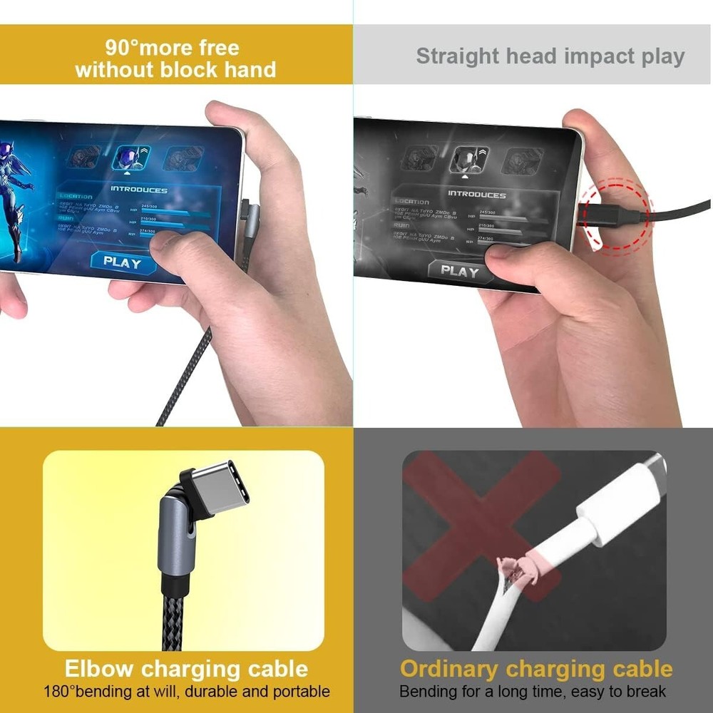 180°Rotation Multi 3-in-1 Universal USB Charging Cable 6ft Lighting+Type C+Mi
