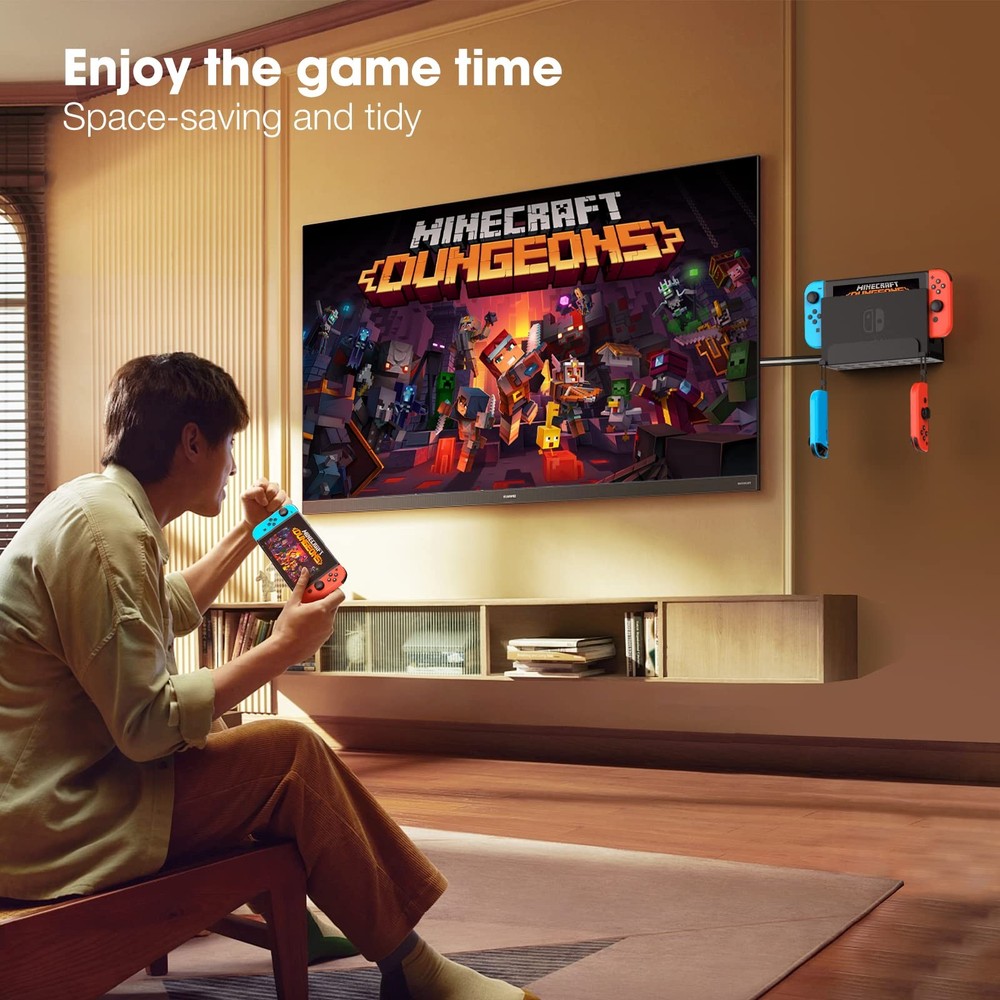 KUNSLUCK Wall Mount for Switch/Switch OLED, Metal Material Wall Mount Holder wit