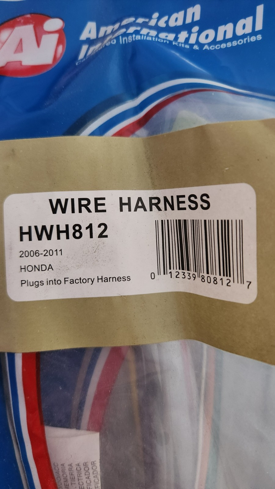 American International HWH812 Aftermarket Radio Wiring Harness w Plug