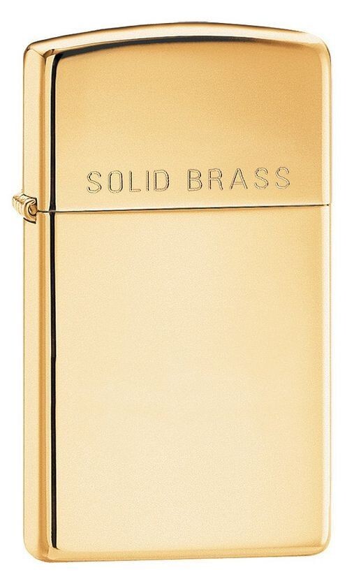 Zippo Slim High Polish Brass with Solid Brass Engraved 1654