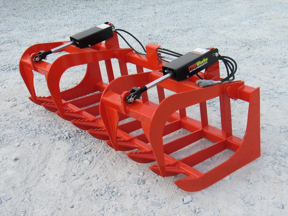 72" Root Grapple Bucket and 48" Long Pallet Forks Attachment Combo Quick Attach