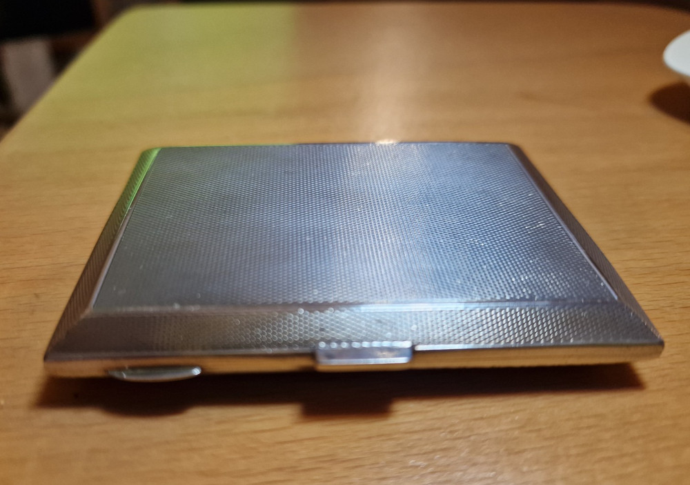 STUNNING BLUE ENAMEL SOLID SILVER CIGARETTE CASE ref 1443