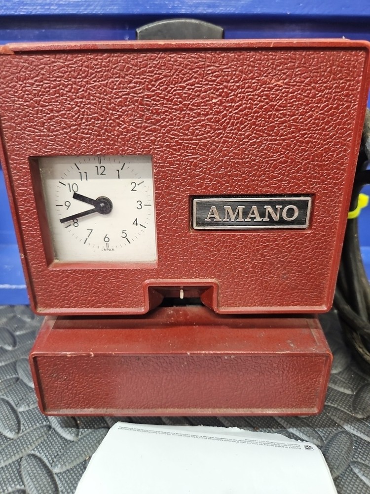 Amano 3700 series Time Clock Card Machine - no key - Working as seen