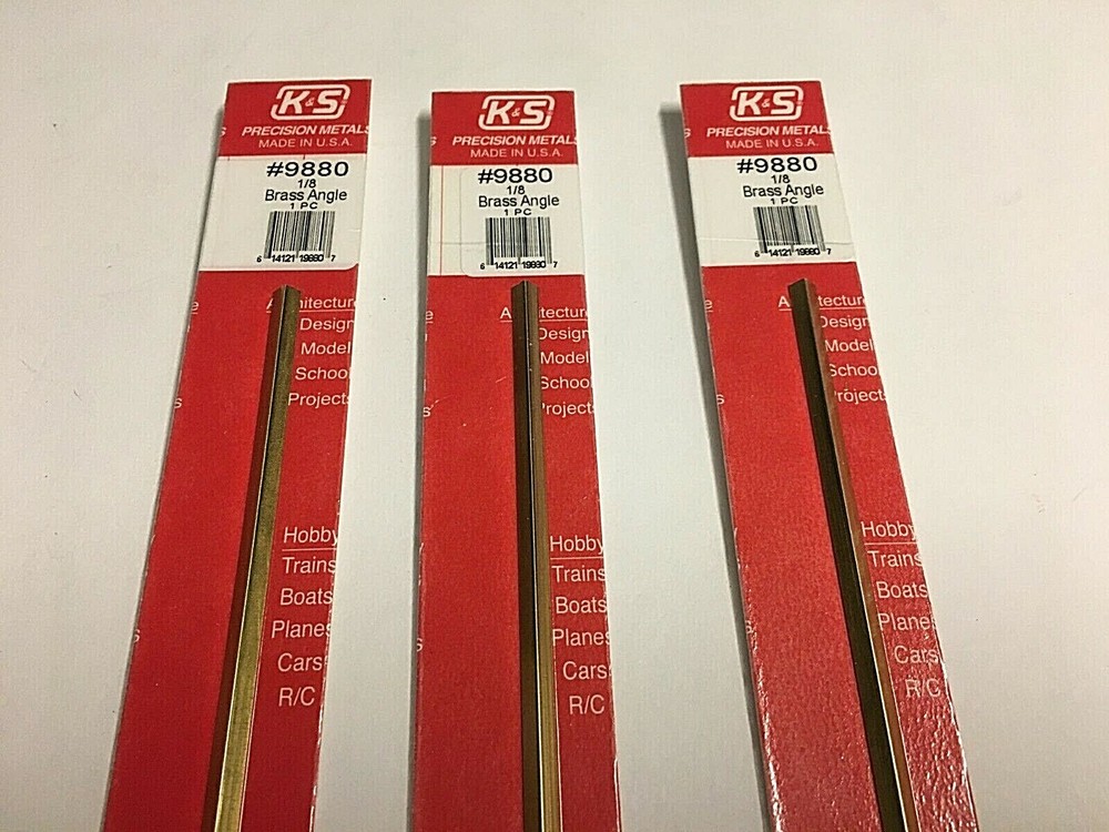 K&S 1/8" Solid Brass Angle 3 Packs 12" Long #9880