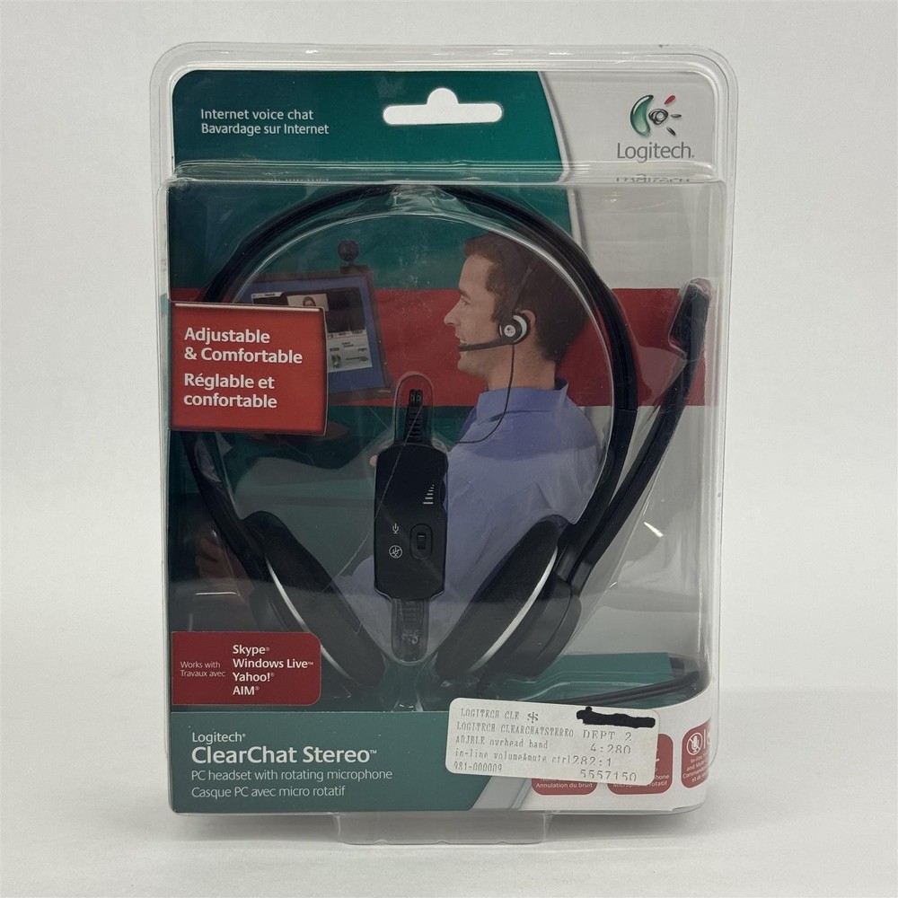 Logitech ClearChat Stereo PC Headset Rotating Microphone Windows XP Vista 2000
