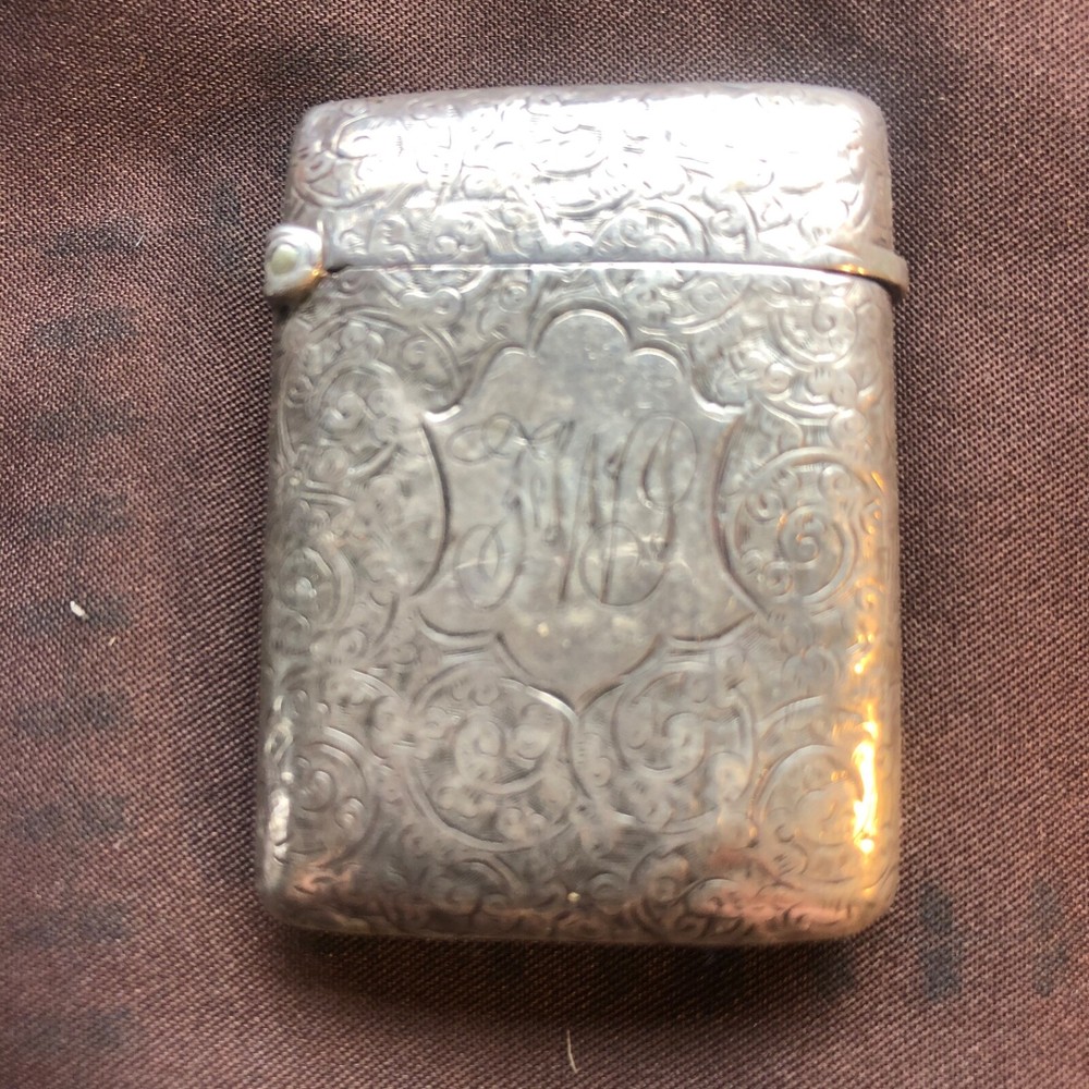 antique silver vesta ,bham 1894