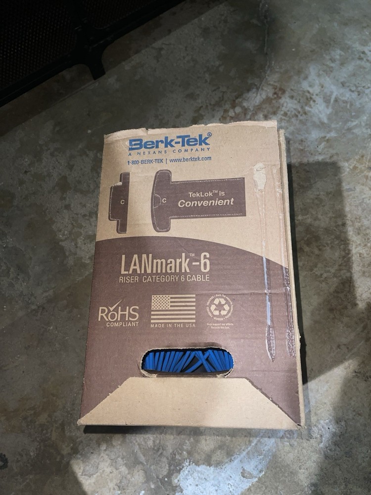 Berk-Tek LANmark-6 CAT6 Riser Copper Network Cable 1000 ft Blue 23 AWG