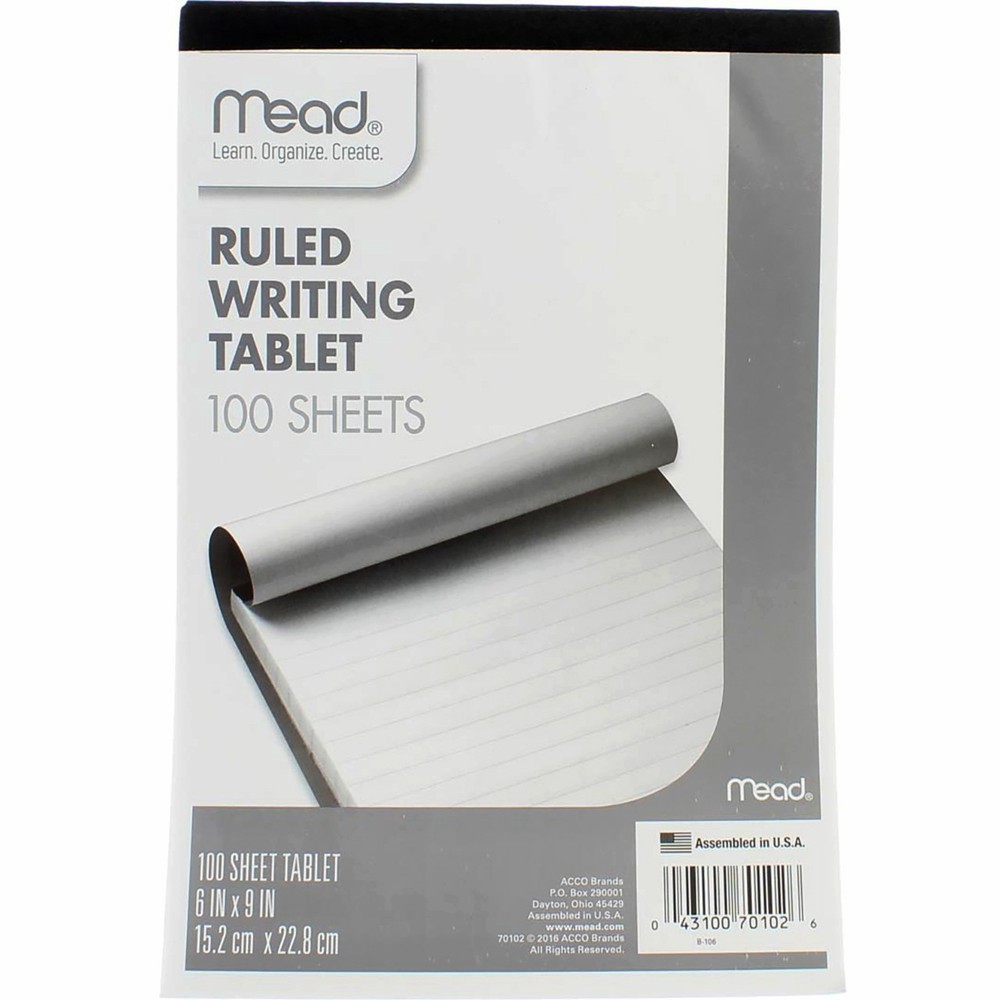 4 Pack Mead Ruled Wtiting Tablet, 100 Ct