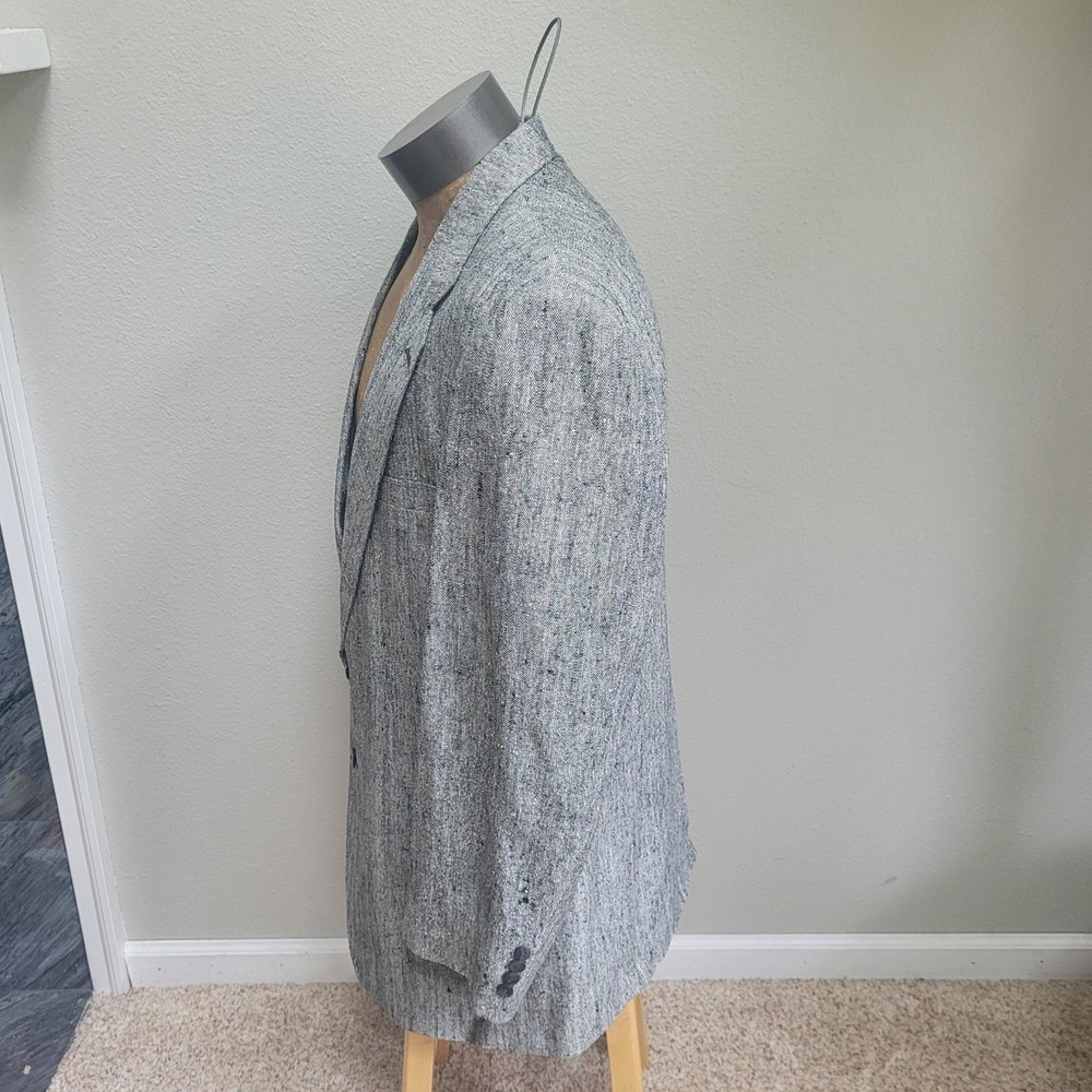 Savile Row Blazer 2 Button Coat Jacket Black Herringbone 34L