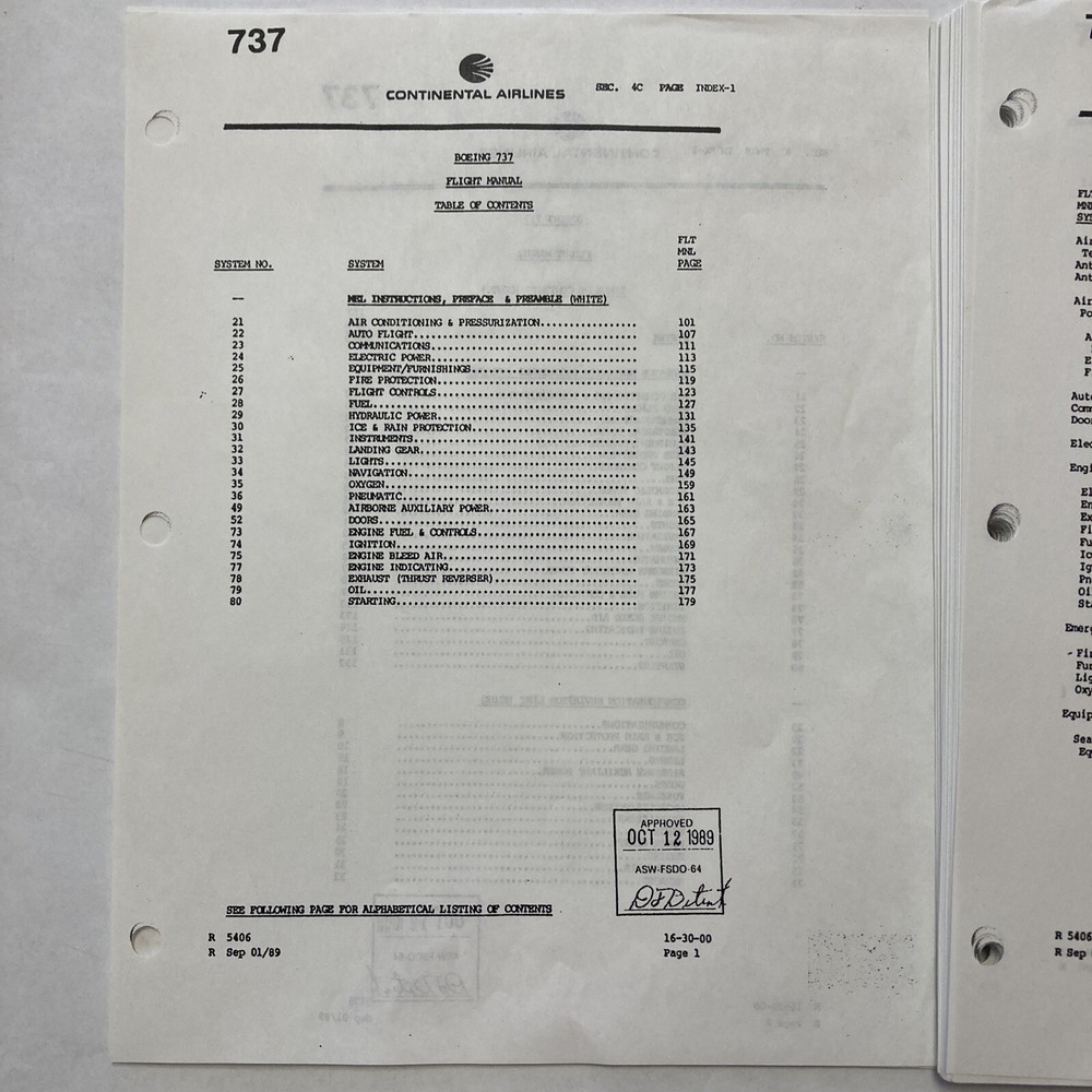 Boeing 737 Minimum Equipment List (MEL)