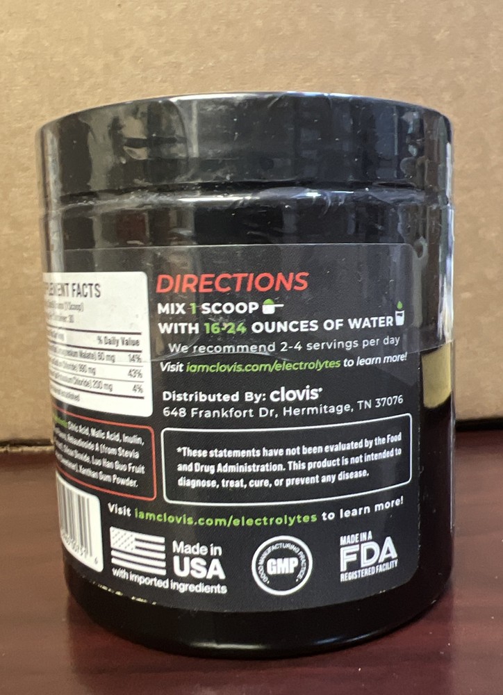 Clovis Essential Electrolytes HYDRATION DRINK MIX Cherry Limeade 30 Servings NEW