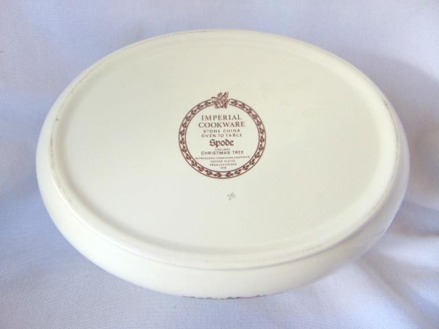 Vintage SPODE Oval Lidded Imperial Cookware Casserole, CHRISTMAS TREE Pattern