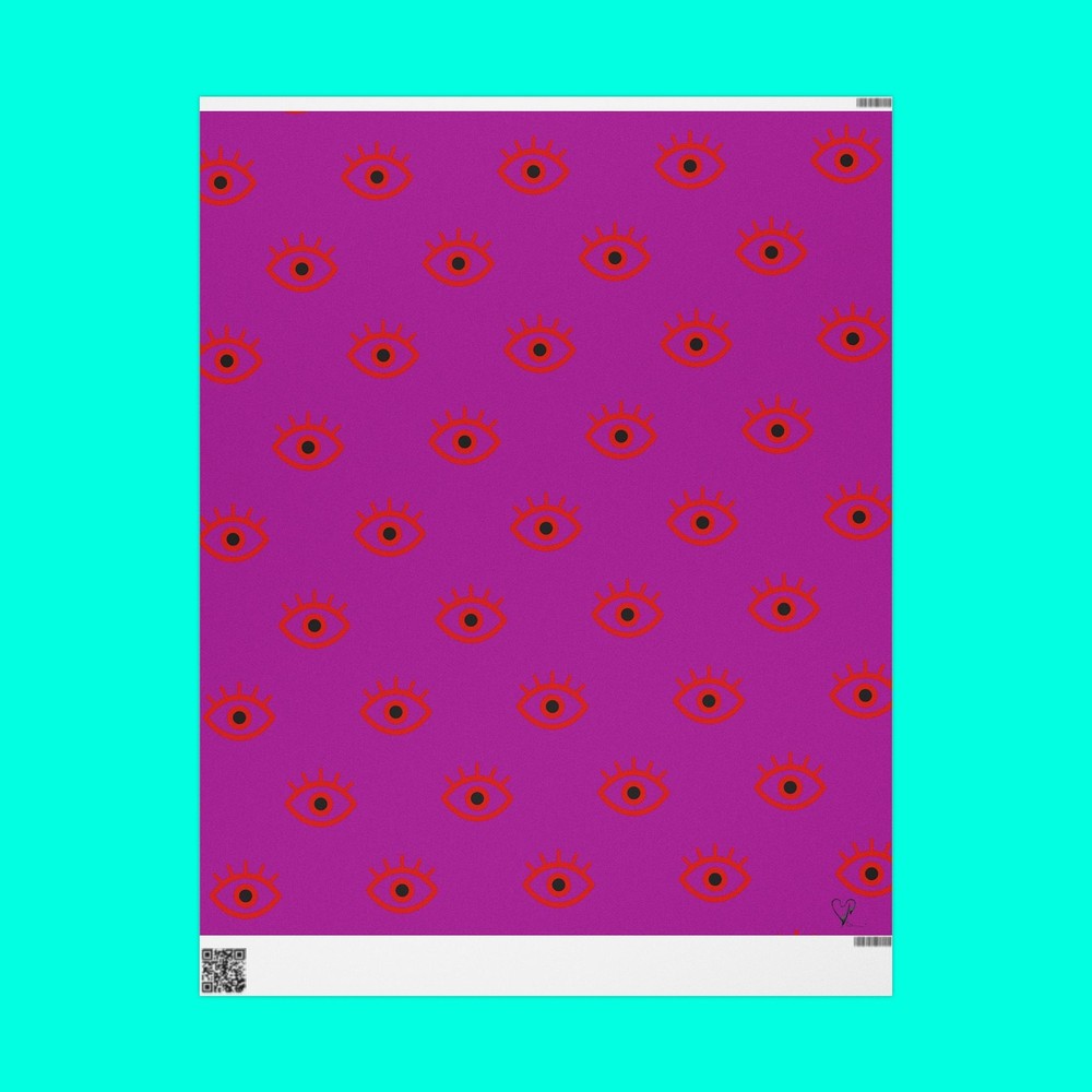 Evil Eye Pattern Mauve & Red Matte Gift Wrap