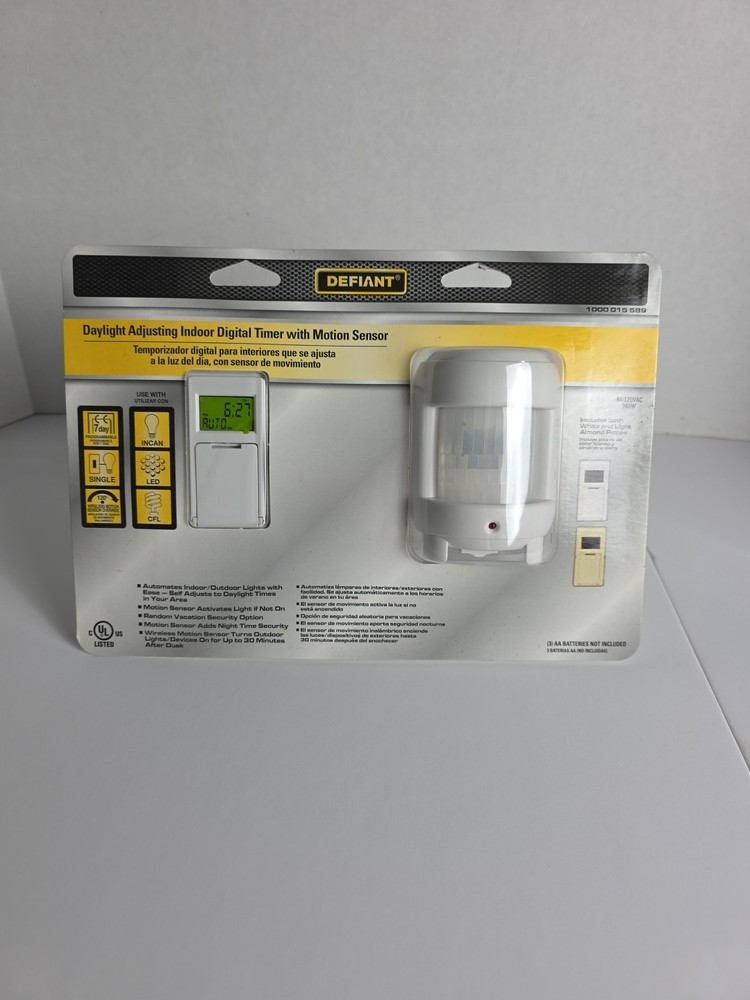 DEFIANT Daylight Adjusting Indoor Digital Timer Motion Sensor 1000015589 **NEW**