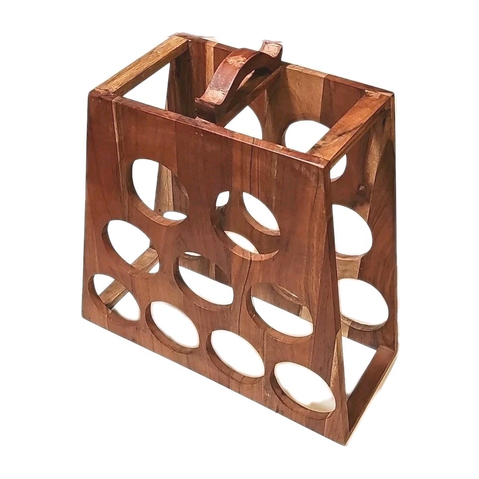 Solid Wood Pyramid Wine Holder - Holds 9 Bottles - Unique Rustic Statement Piece