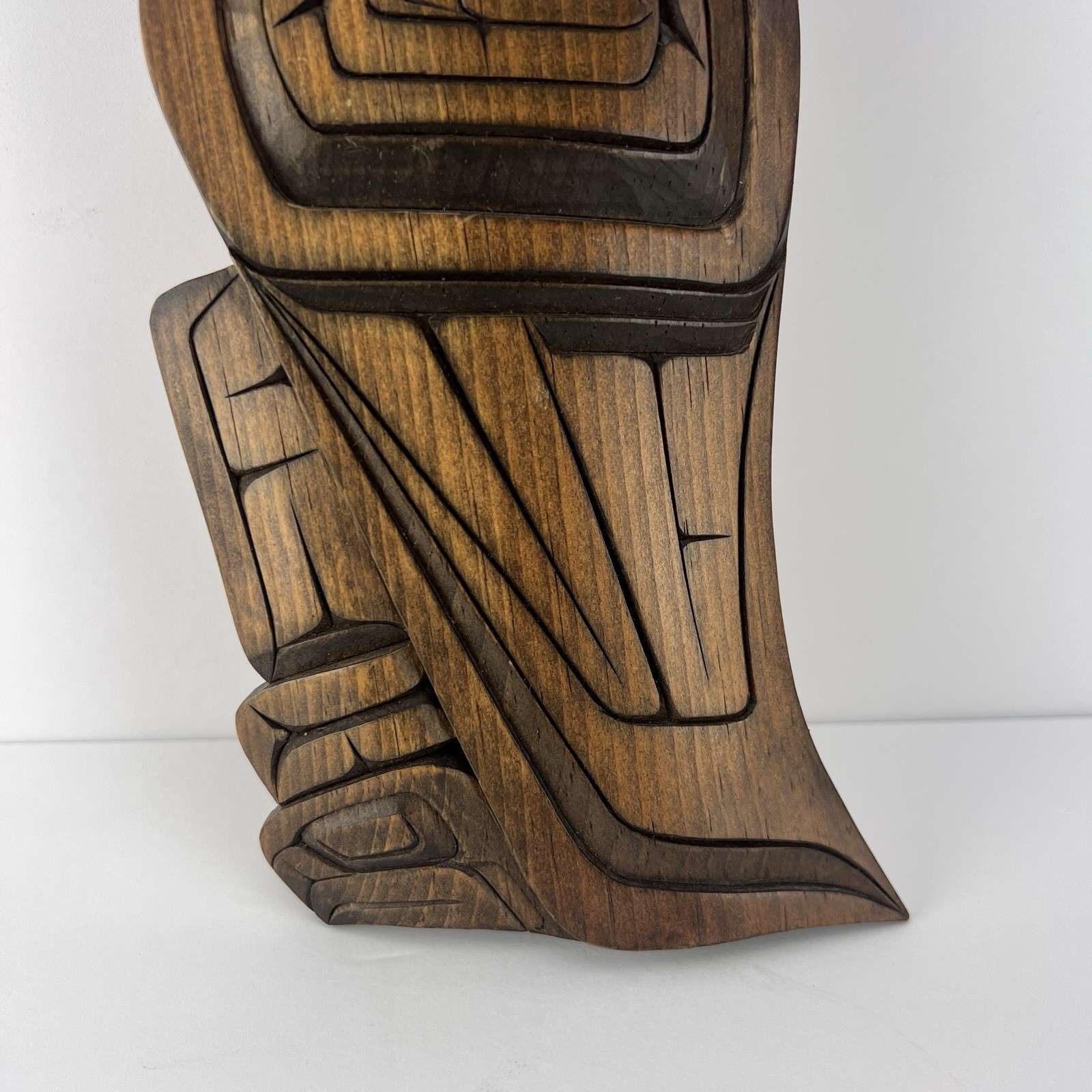 Vtg Joe Bob First Nations Wood Carving Eagle Wall Plaque z3q