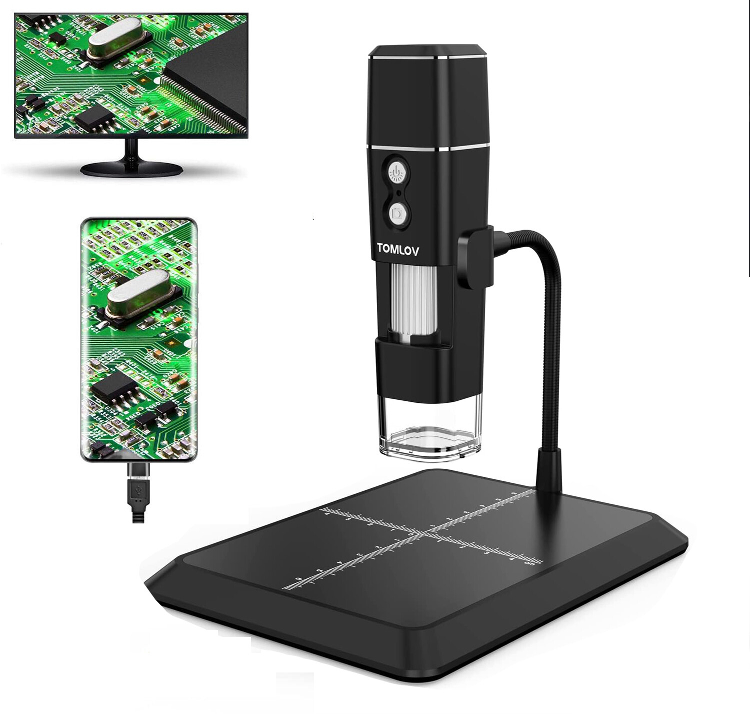TOMLOV Digital Microscope Coin Microscope 50-1000X Magnification Handheld Used