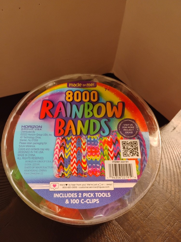 NEW-8000 RAINBOW BANDS INCLUDES 2 PICK TOOLS & 100 C-CLIPS