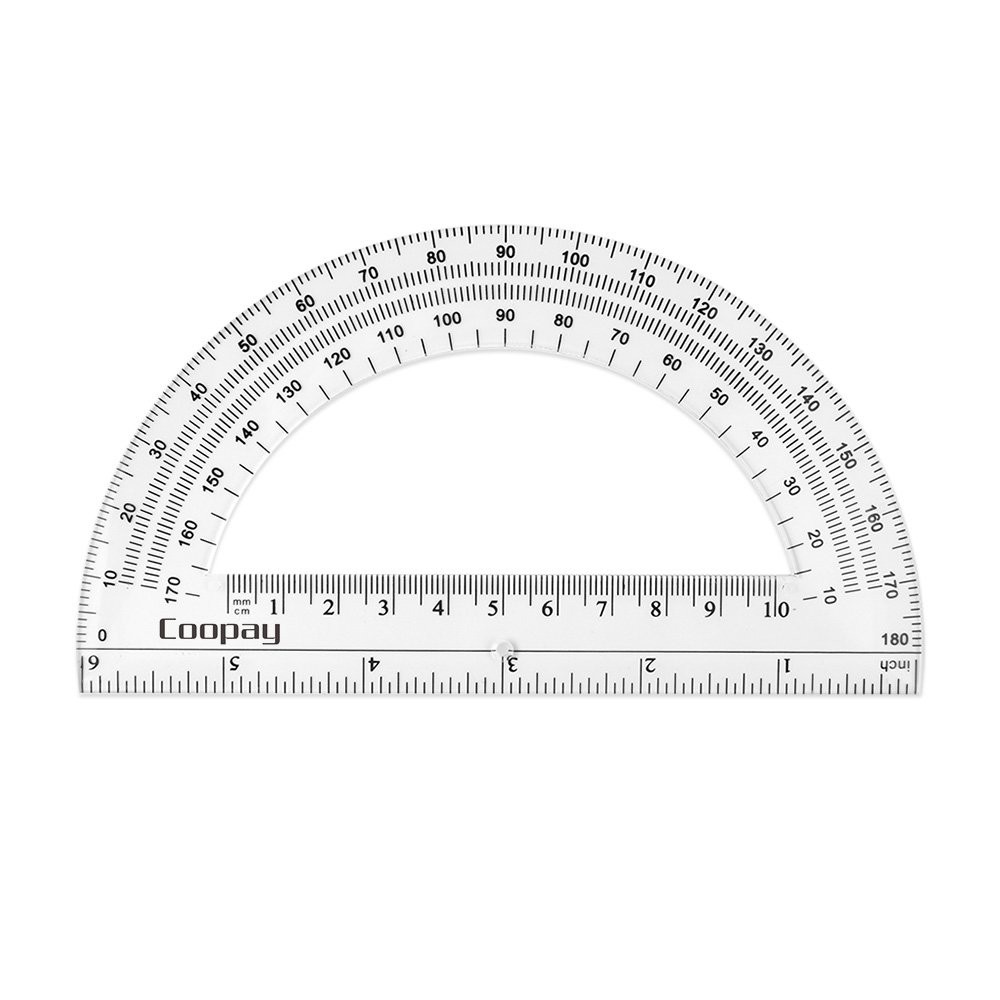 Plastic Protractors 24 Pack Student Math Clear Set 180 Degrees 6 Inches Angle