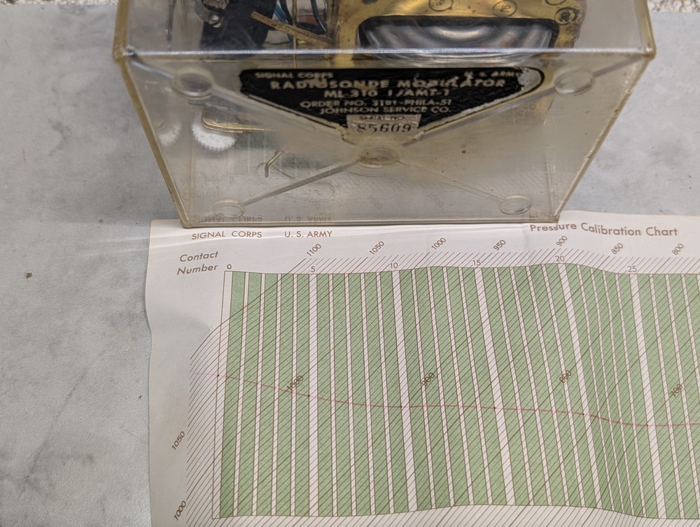 1951 US Army Signal Corps Radiosonde Modulator ML-310 I/AMT-1 with Cal. Chart