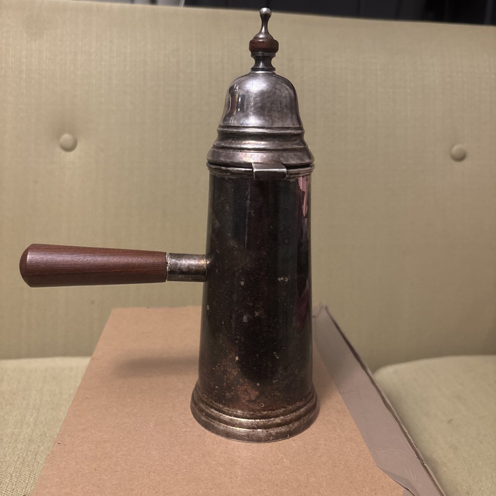 VTG SILVERPLATE HOT CHOCOLATE POT WOOD HANDLE