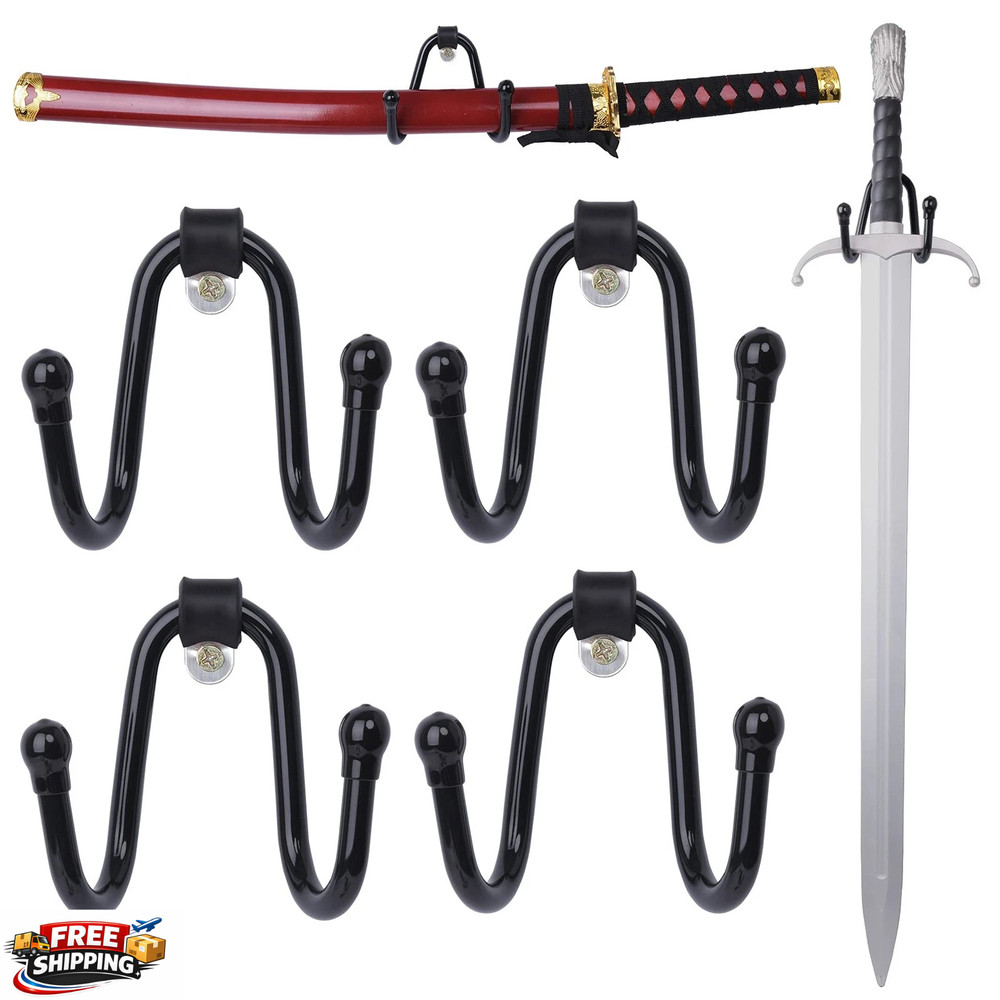 4 Pack Small Adjustable Sword Wall Mount Display Rack Stand Holder Hook Hange...