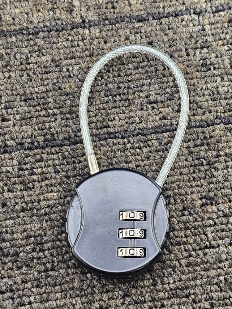 (QTY 4) 3-digit Combination Retractable Cable Security Locks Resettable - Black