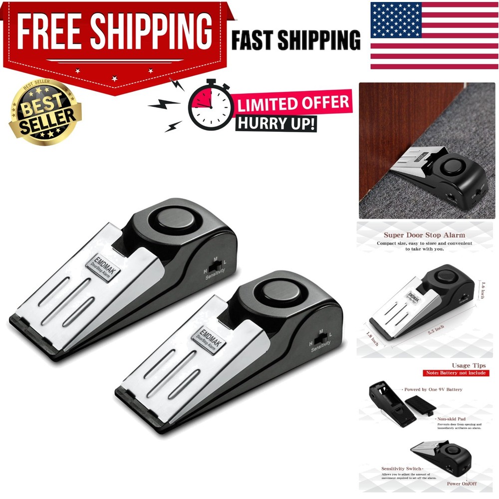 Versatile 120DB Door Stop Alarm - Adjustable Sensitivity for Ultimate Security