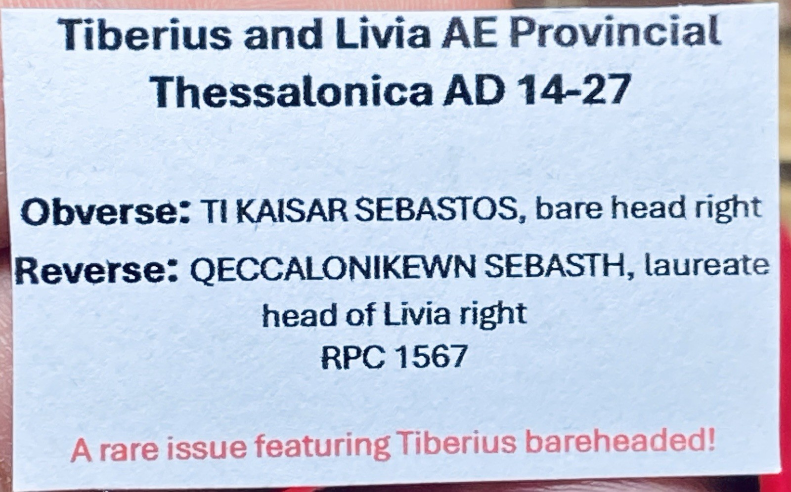 Tiberius and Livia AE Provincial Thessalonica AD 22-37, 12 CAESARS, SCARCE, VG+!
