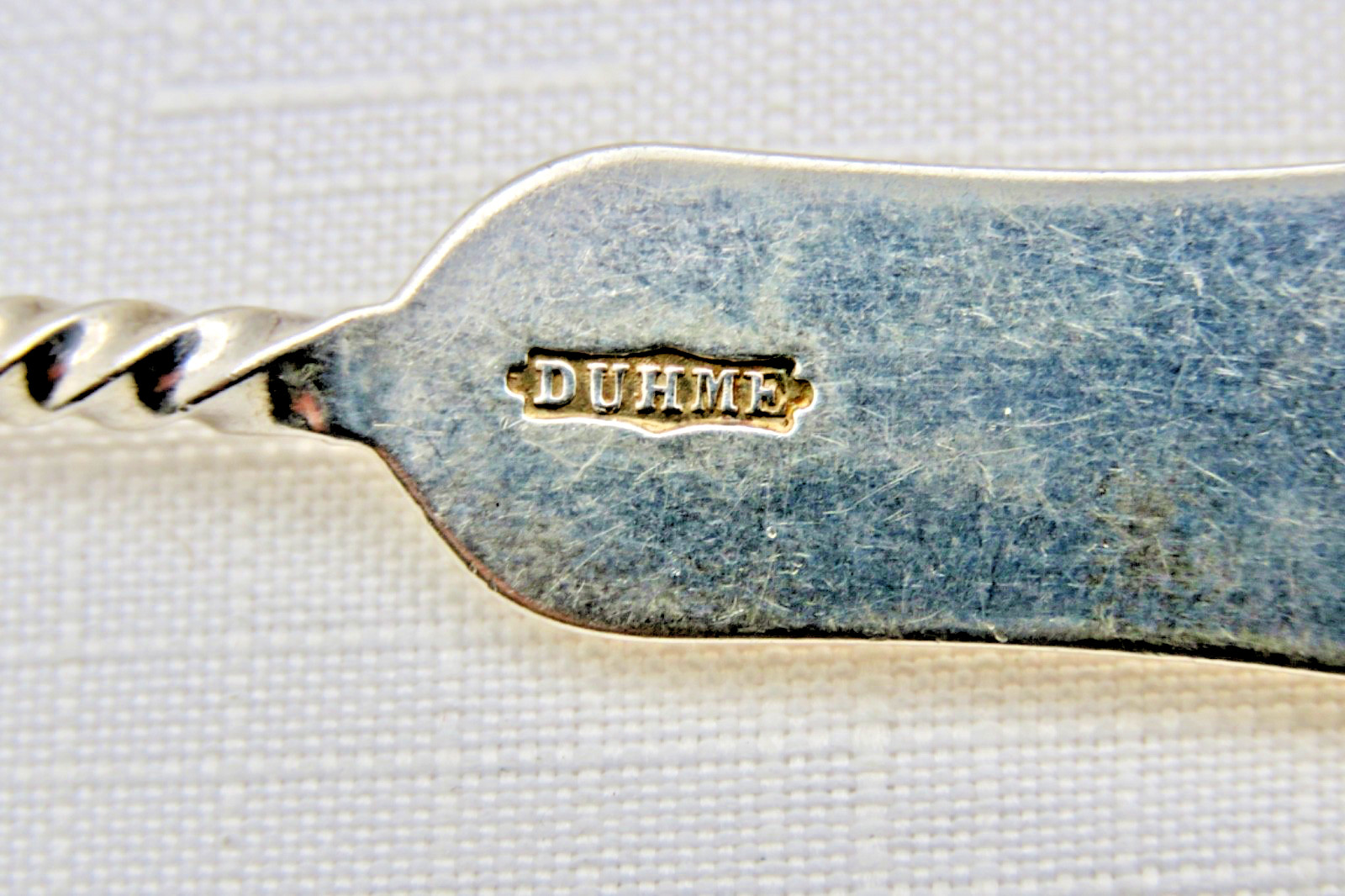 Two Duhme Coin Silver Twist Handle 6.5 " Teaspoons c1869 Cincinnati