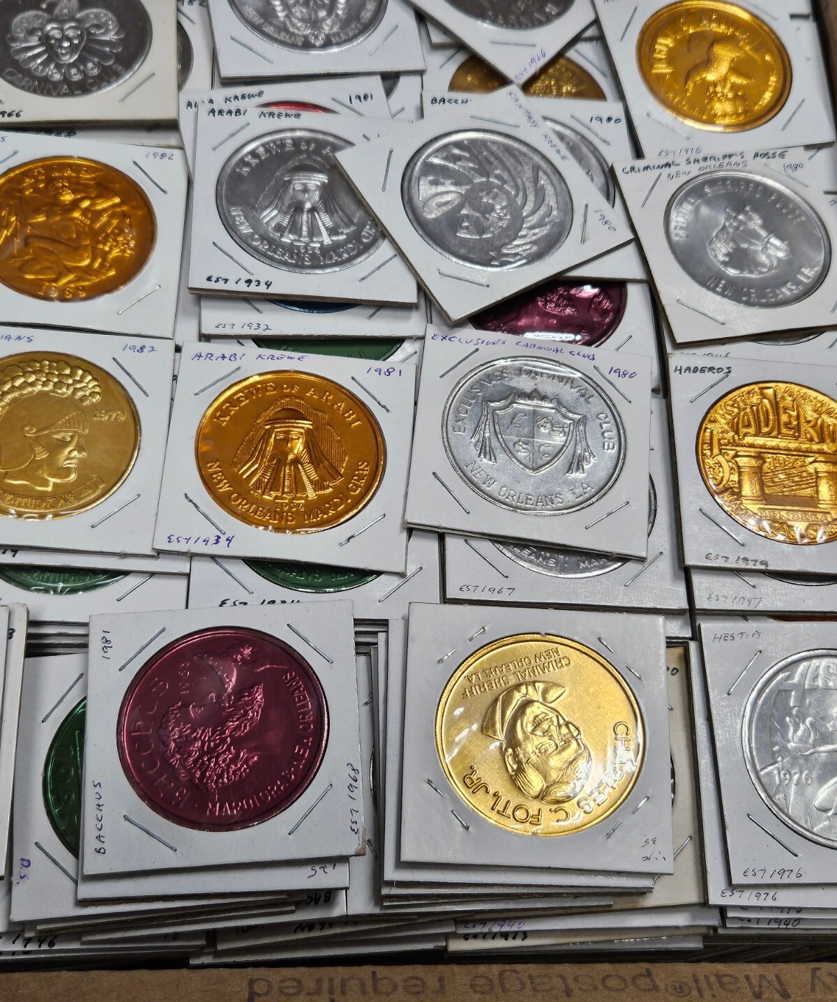 Lot of (25) Mixed Mardis Gras Tokens/Doubloons From The 1960's, 1970's & 1980's