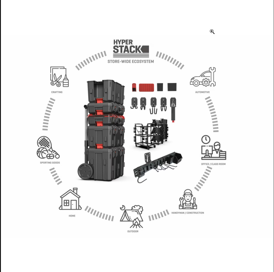 Hyper Stack Heavy Duty Modular Rolling Toolbox System, Black