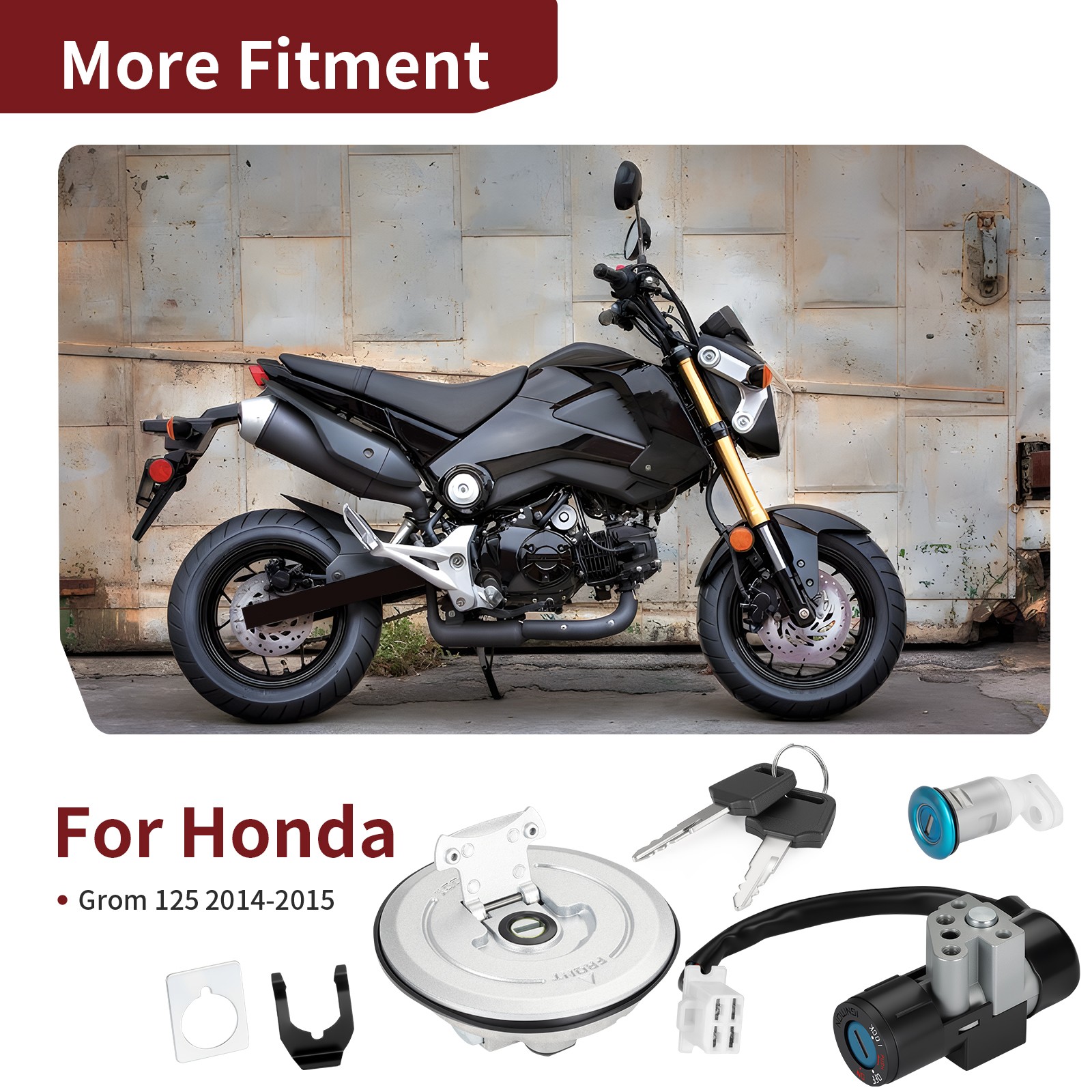 Ignition Switch Fuel 35100-K26-901 For Honda Grom 125 14-15 Gas Cap Key Lock Set