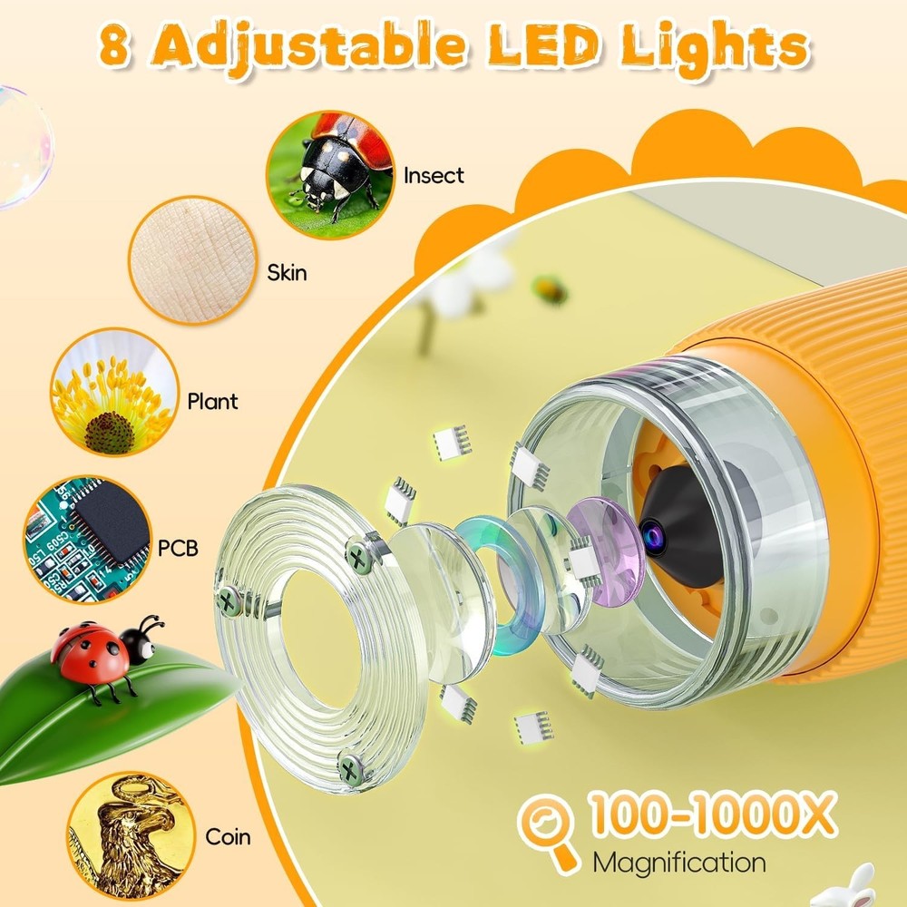 1000X Handheld Digital Microscope for Kids: Pocket Microscope- Christmas Gift