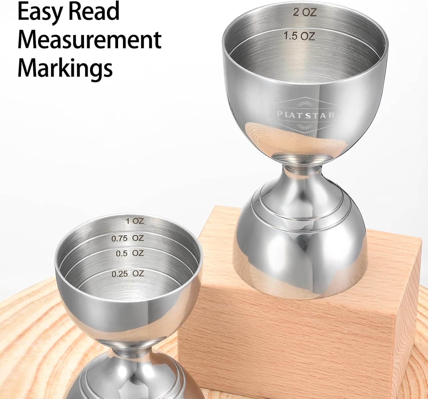 Cocktail Measuring Jigger, Shot Measure Double Jigger with Silver