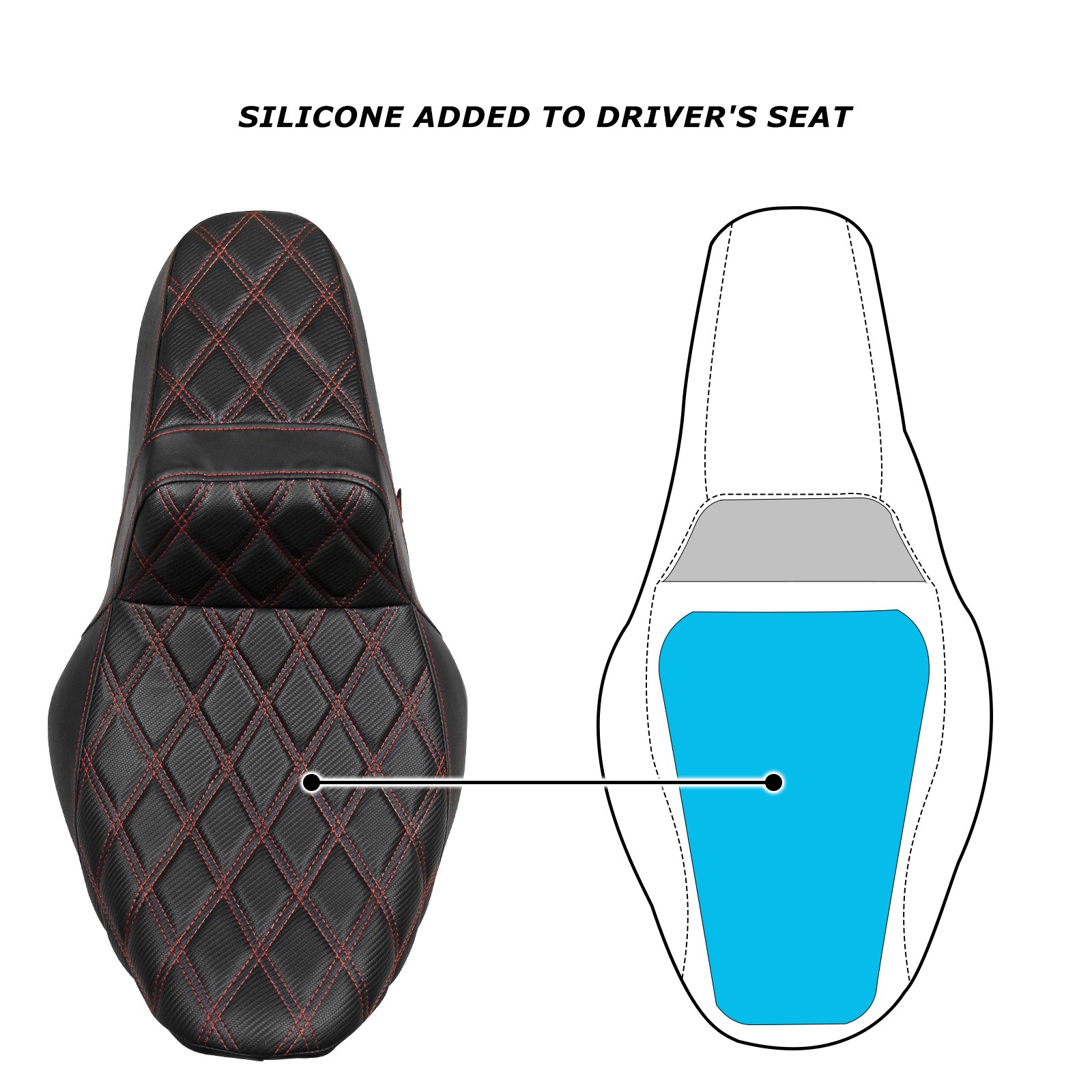 Red Diamond Seat Gel 1-Piece For Harley Electra / Road Glide 1997-2007 Thicker