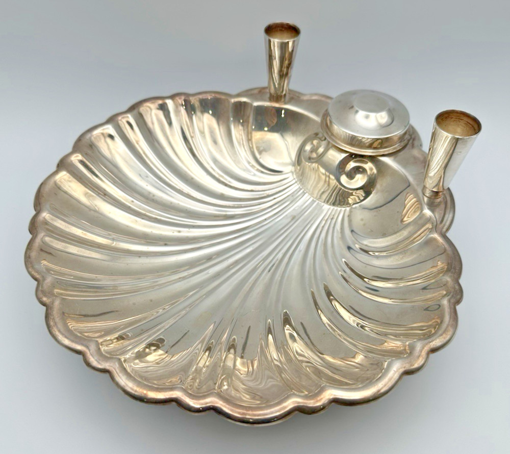 Vintage Starr Co. Silver Plate Shell Appetizer Serving Toothpick Holder Dish 11"