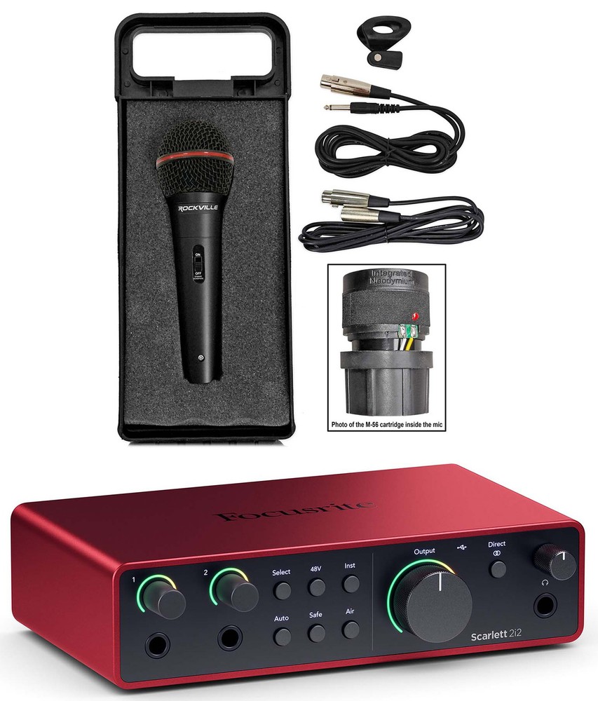 Focusrite Scarlett 2i2 4th Gen Studio Recording USB Audio Interface+Software+Mic