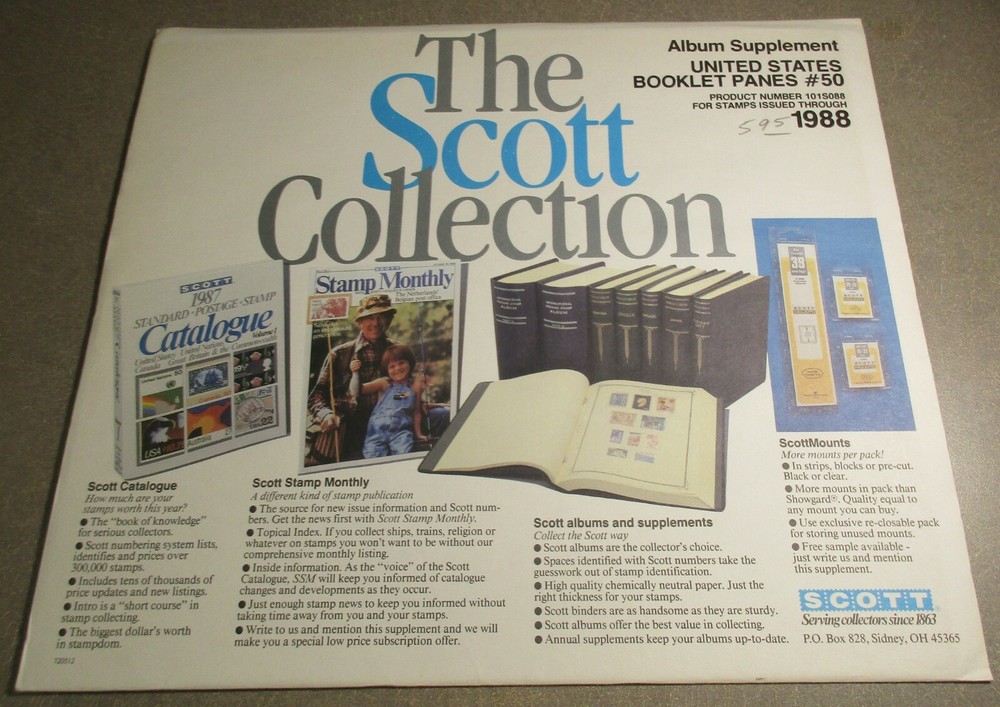 THE SCOTT COLLECTION U.S. BOOKLET PANES #50 1988 W/FREE SHIPPING!!