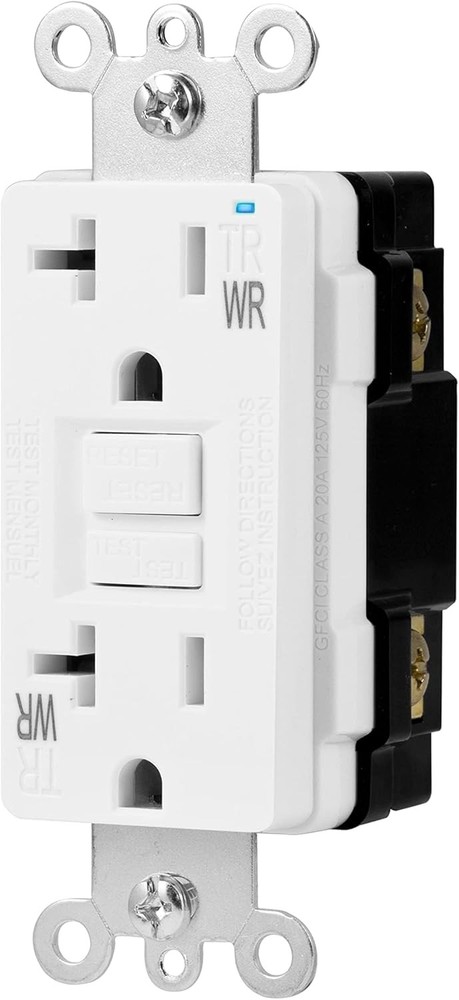 Amazon Basics Weather-Resistant GFCI Receptacle with LED Indicator, White