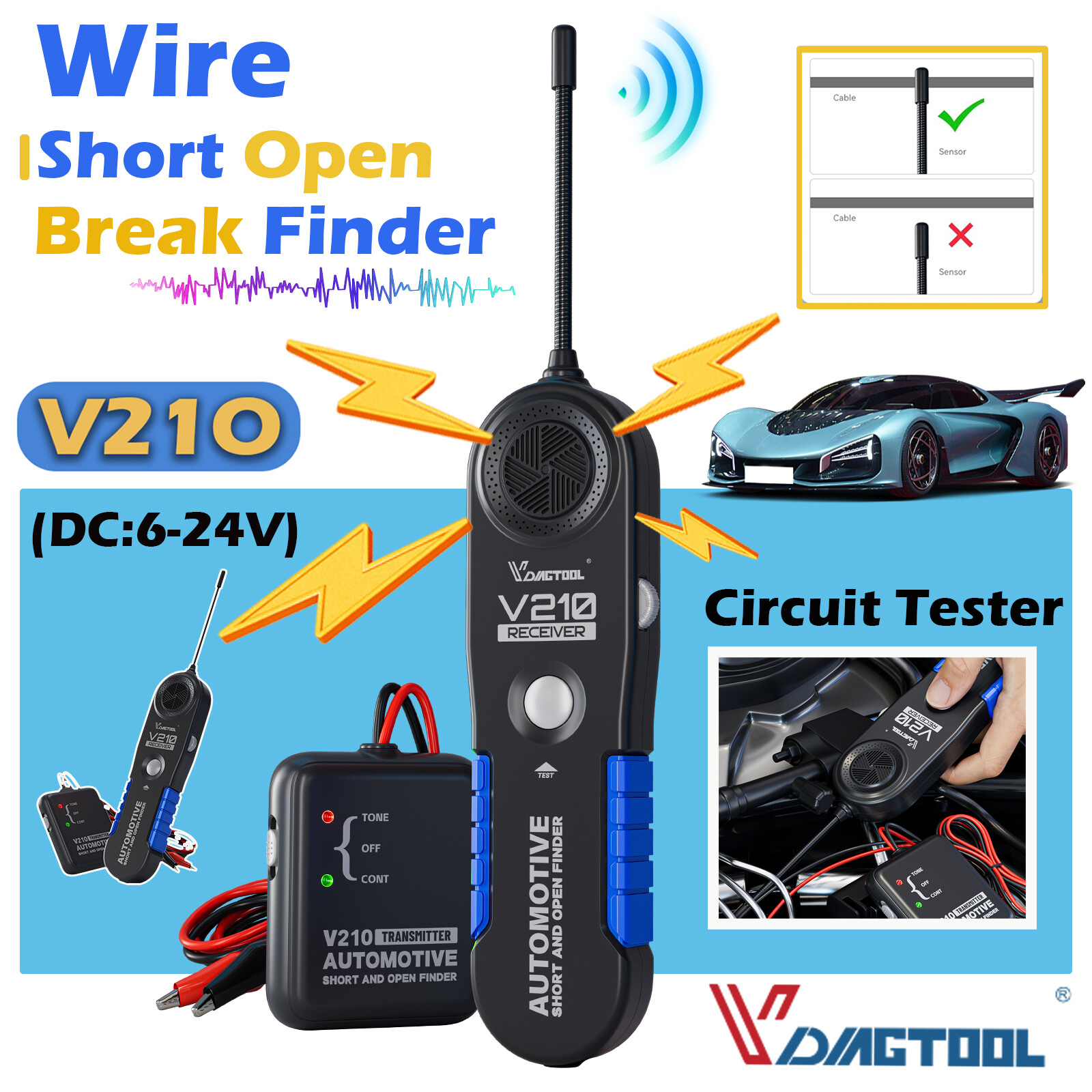 DC 6-42V Automotive Electrical Circuit Tester Open Short Wire Break Finder Tool